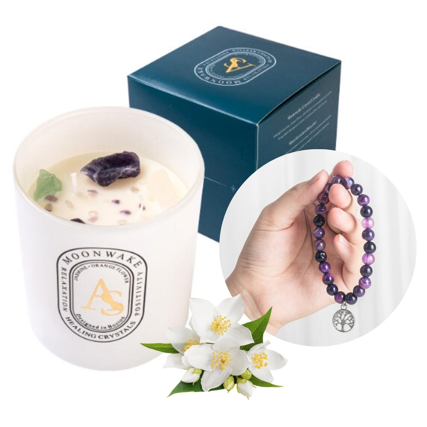 Amethyst Essence Aromatherapy Candle & Bracelet Set