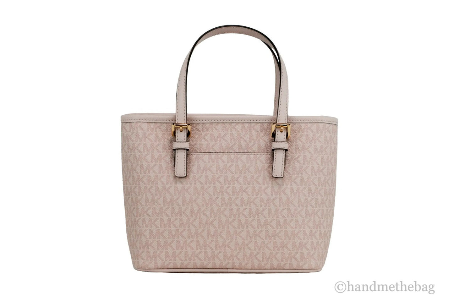 Michael Kors Jet Set Dark Powder Blush Signature XS Carryall Top Zip Convertible Tote Bag