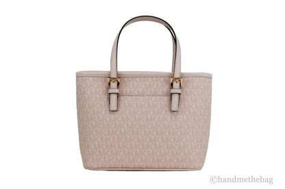 Michael Kors Jet Set Dark Powder Blush Signature XS Carryall Top Zip Convertible Tote Bag
