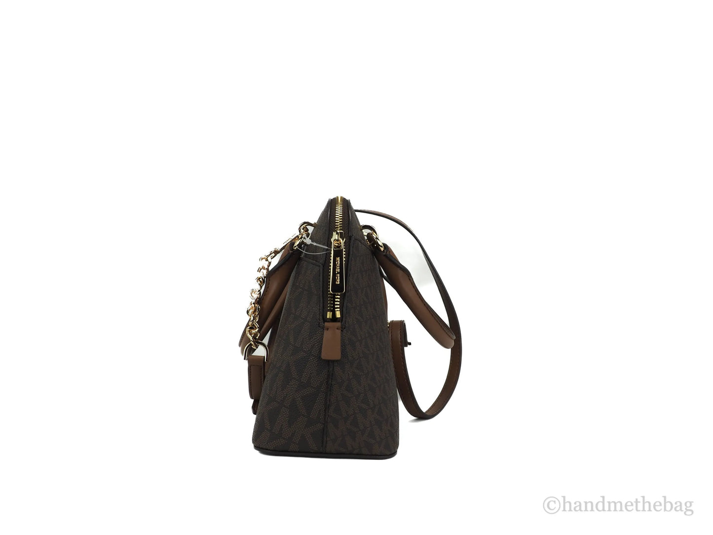 Michael Kors Jet Set Travel Brown Signature PVC Dome X Cross Satchel Bag