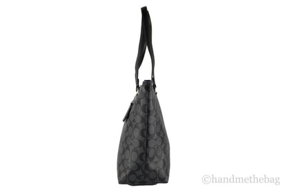 Coach Graphite Signature Coated Canvas Leather Gallery Tote Bag