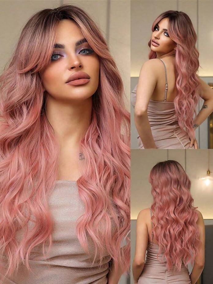 ChicShade 28" Long Ombre Pink Wavy Wig