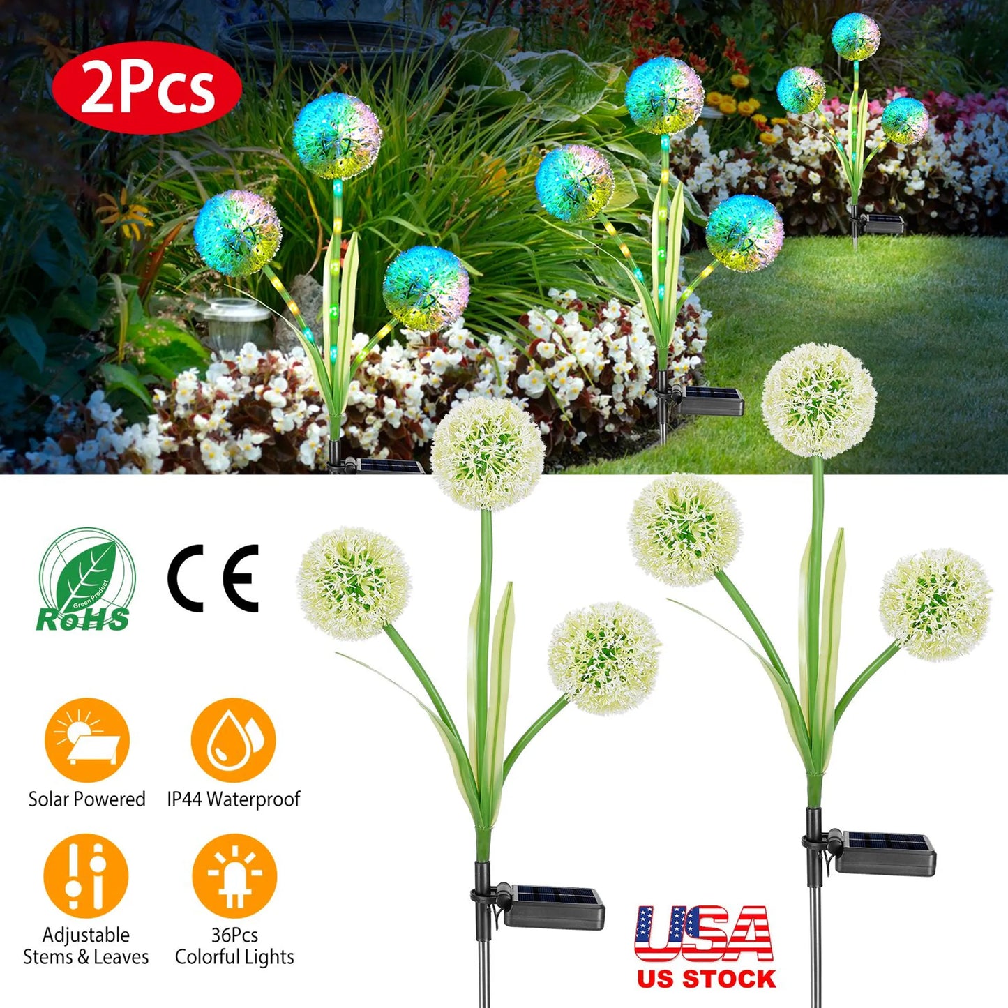 2 Pcs Dandelion Solar Light