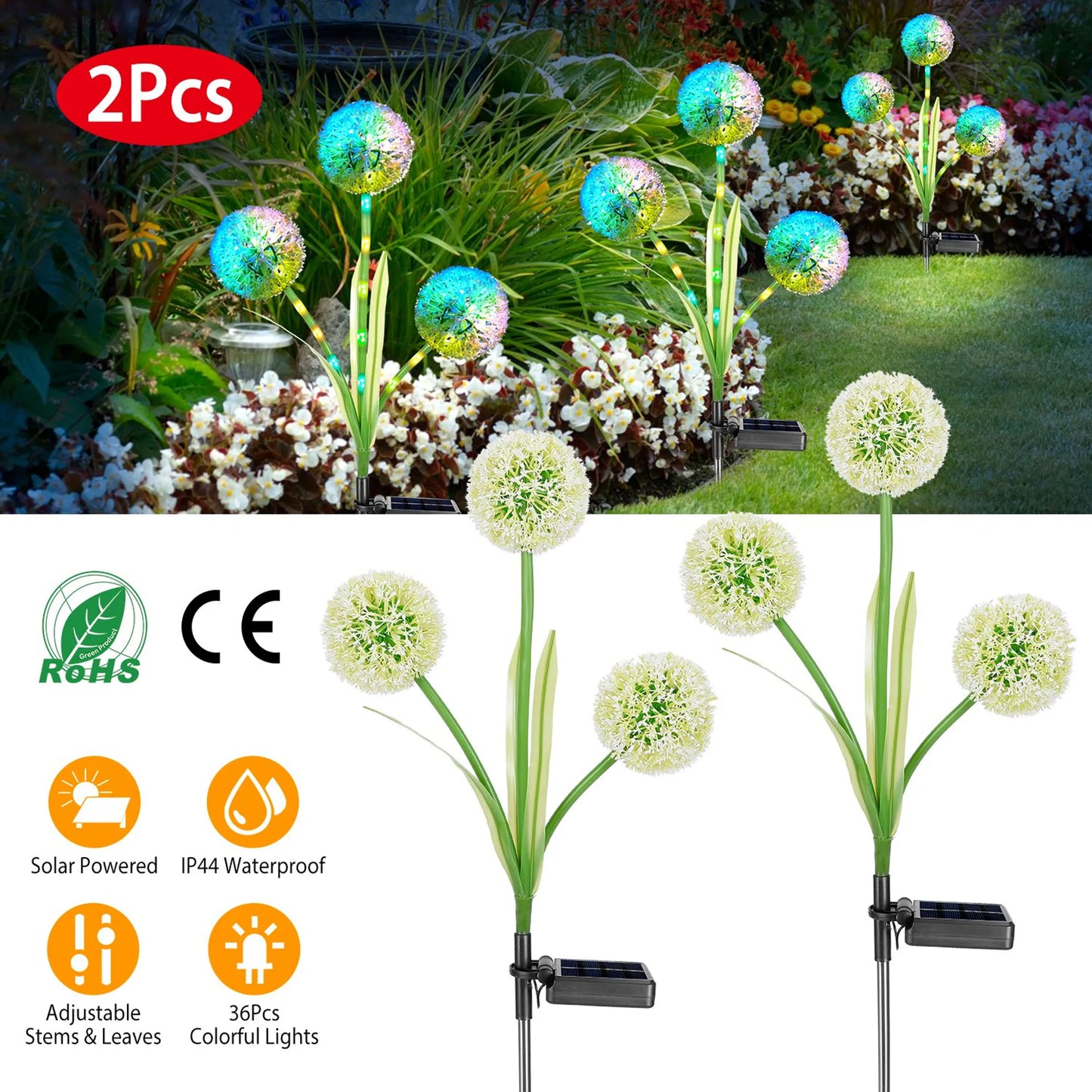 2 Pcs Dandelion Solar Light