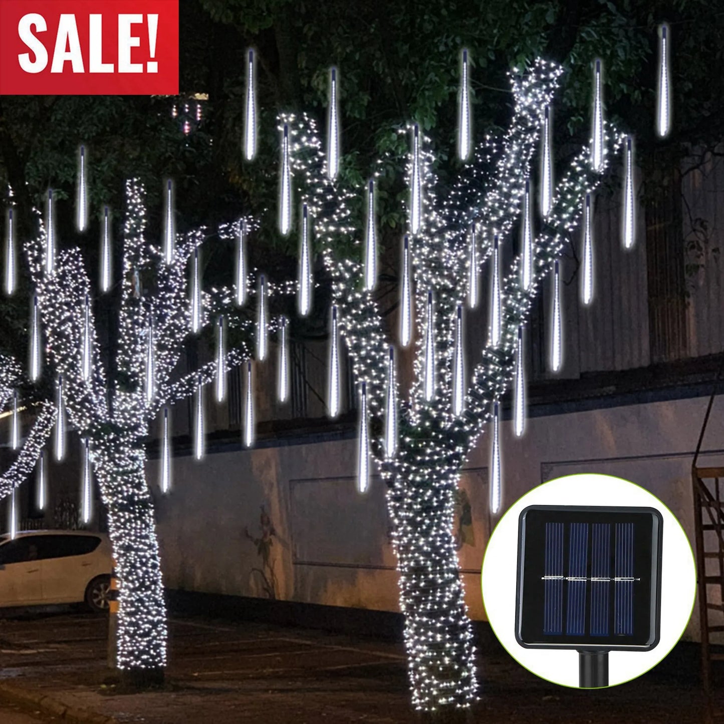 Solar Powered Meteor Shower String Lights