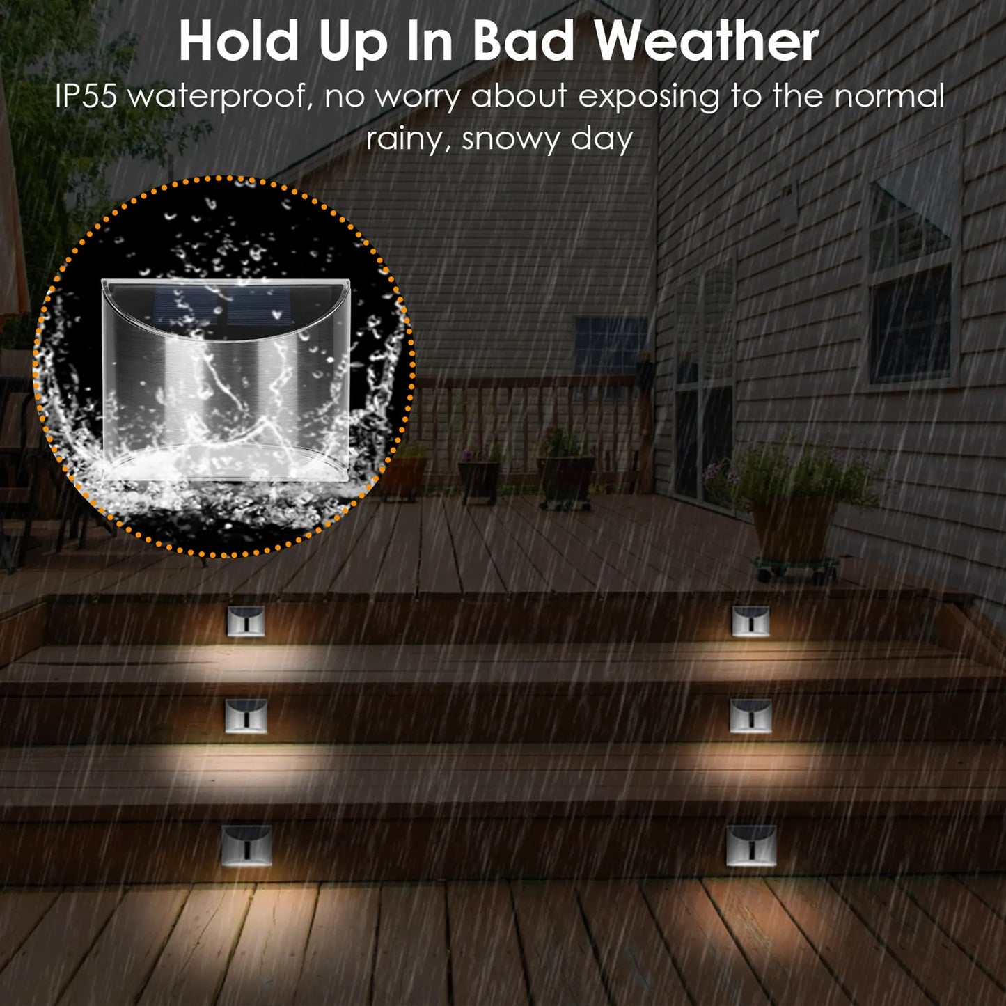 4Pcs Solar Powered Deck Lights