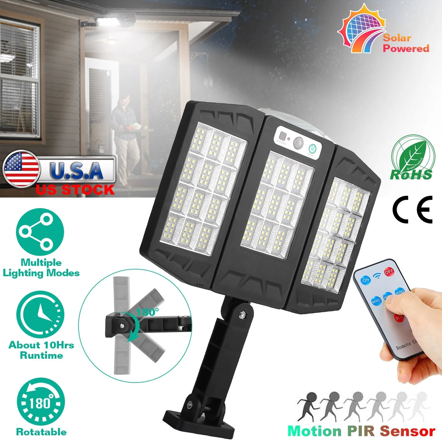 Solar Wall Light Outdoor 33 COB Beads