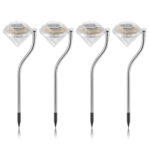 4Pcs Solar Garden Light Outdoor Diamond LED Light