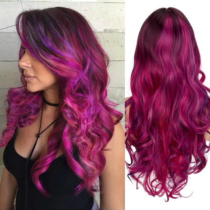 Lavish Purple Ombre Long Wavy Wig
