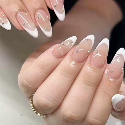Chic White Tip Press-On Nail Kit 24pcs