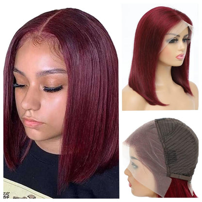 RLHAIR Ombre Highlight Bob Wig Human Hair 13x4 Lace Frontal Wig Ombre P4/27 Short Bob Lace Front Wigs Pre Plucked 180% High Density Straight Bob Wig Human Hair Free Part (10Inch P4/27)