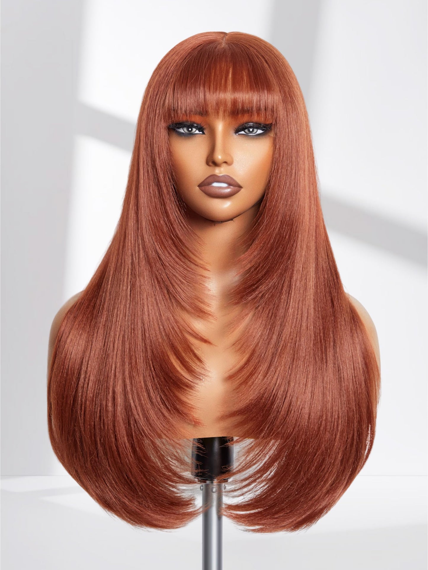 COPPER RED 24" Straight Bangs Wig